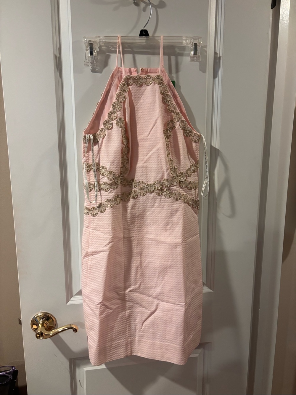 Lilly Pulitzer Light Pink Halter Mini Dress with Gold Trim
